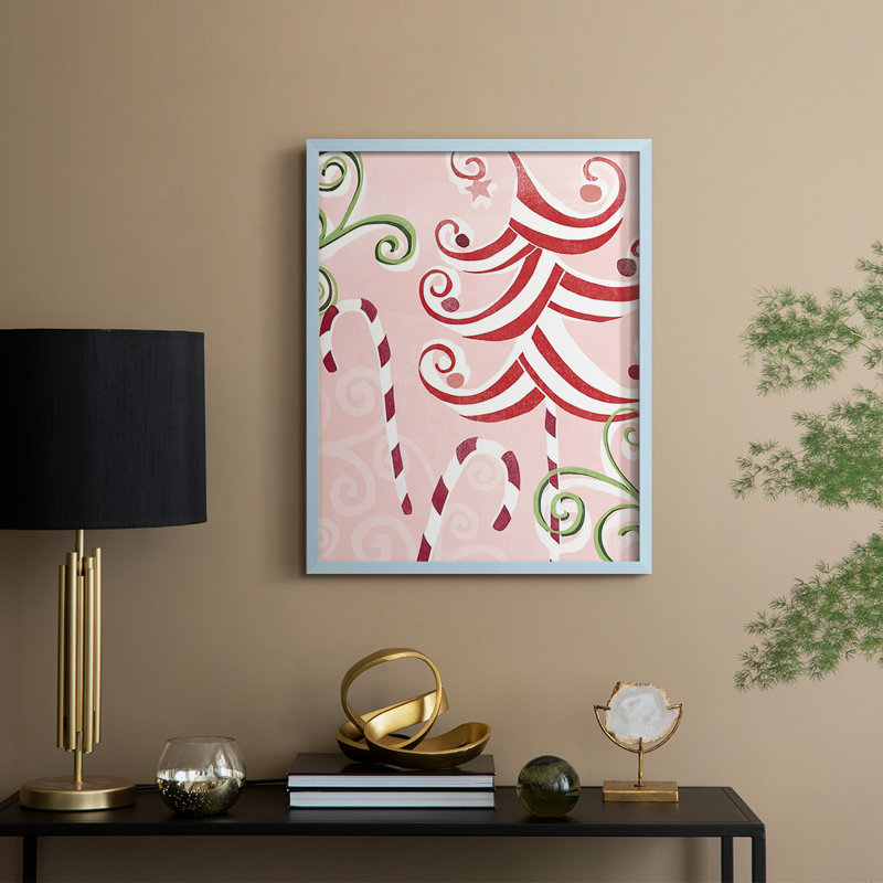 Impression encadrée «Candy Cane Holiday II» - bois massif, H 30 po x l 24 po, Cadre bleu