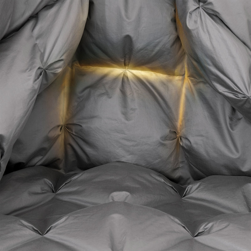 Édredon en duvet d'oie d'hiver avec tissu en coton biologique 300 fils, Lit simple, Gris