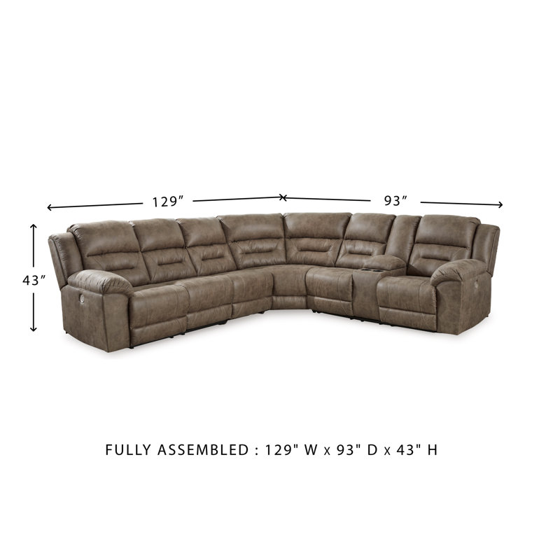 Jaydene 4 - Piece Vegan Leather Power Reclining Sectional, Right Hand Facing