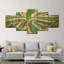«Succulent Striped Agave Succulents on Canvas», ensemble de 5 pièces-92763616