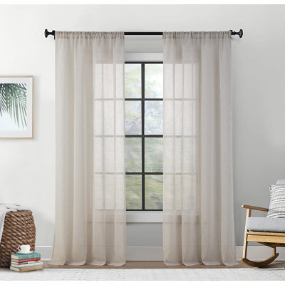 Hailey Faux Linen Sheer Curtain Panels