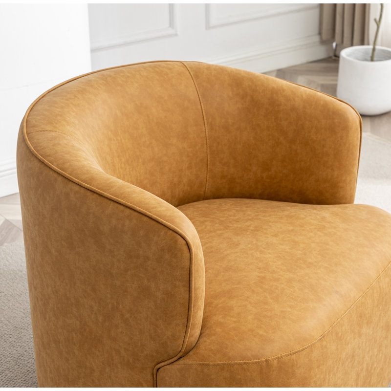 Fauteuil demi-tonneau pivotant Jalena, Polyester jaune