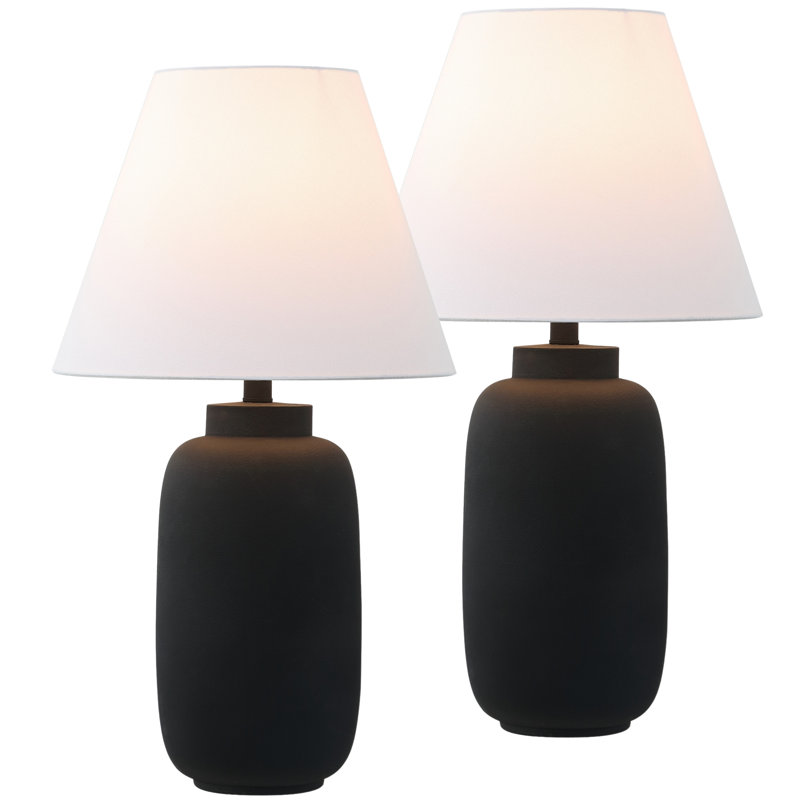 Elinore 24.5" Minimalist Scandinavian Resin/Iron Ginger Jar LED Table Lamp, Matte Black