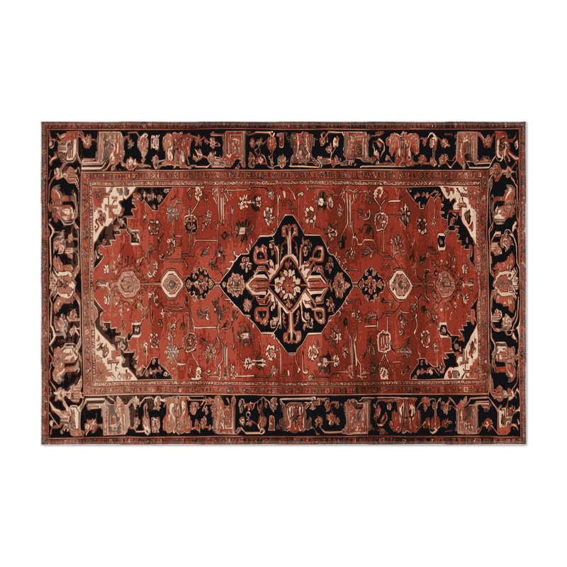 Tapis d'intérieur et d'extérieur brun Persian, Rectangle 5 pi x 7 pi