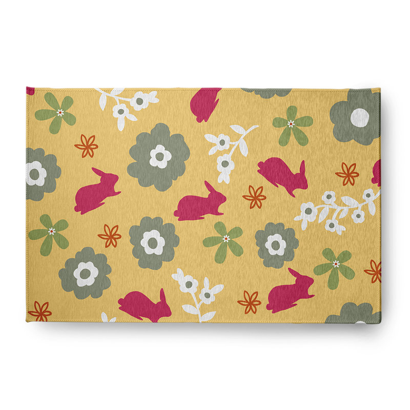 Anicetas Chenille Floral Indoor / Outdoor Rug, Rectangle 4' x 6'