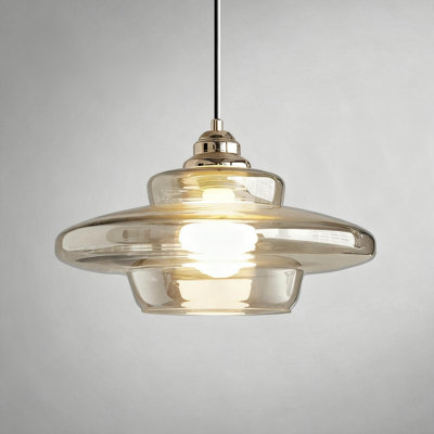Luminaire suspendu en verre ambre Schoolhouse, 12,5 po