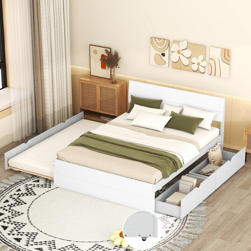 Lit plateforme avec rangement Rylay, Blanc