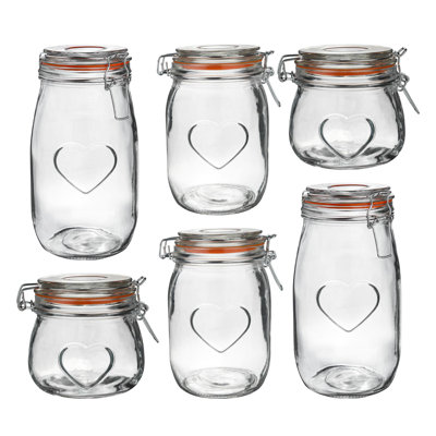 Nicola Spring - Heart Glass Storage Jars - 3 Sizes