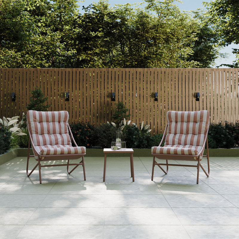 2 - Person Patio Dining Set with Square Table , Cushions Included, Terracotta