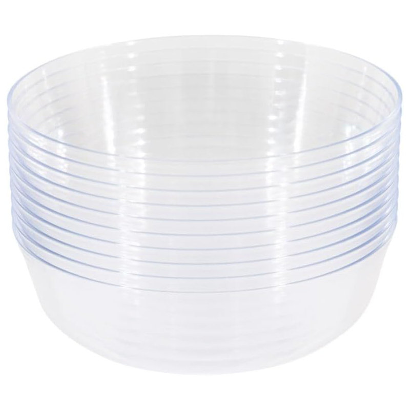 Bols jetables ronds en plastique transparent EcoQuality, Ensemble de 10
