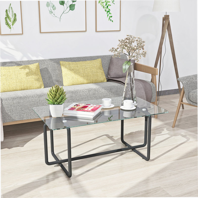 Table basse en verre trempé, table de salon