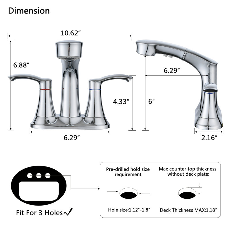 2-handle Bathroom Faucet, Chrome