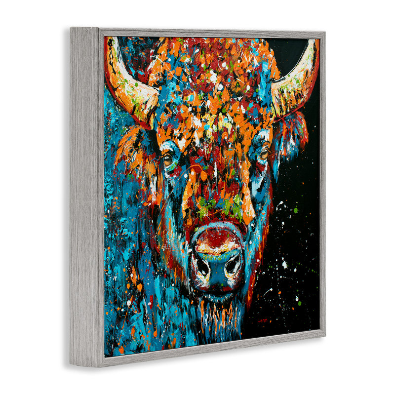 Art moderne de giclée de style bison moderne par Jen Seeley, H 17 po x l 17 po x P 1,5 po, Estampe numérique Farmhouse