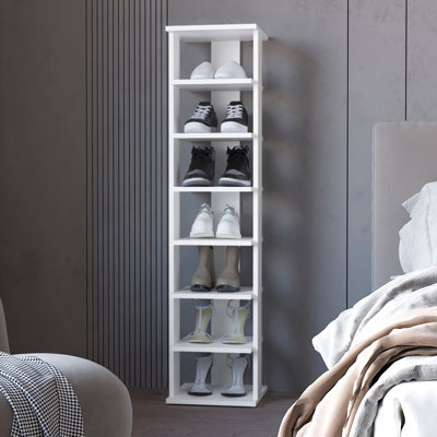 Range-chaussures vertical blanc à 7 niveaux