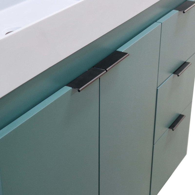 Binzel 39'' Single Bathroom Vanity with Composite Granite Top, Light Gray, Hunter Green