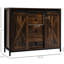 Armoire industrielle, brun rustique avec portes coulissantes, trois tiroirs et tablettes réglables pour l'organisation de la maison - dans 3 tiroirs, décoration