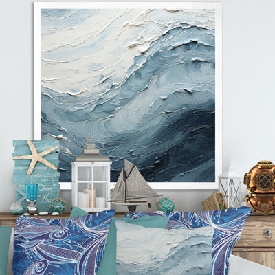 Minimalism Black And Blue Paint Wave II - Coastal Canvas Art