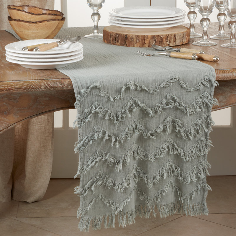 Chemin de table Farrah, Bleu / Gris