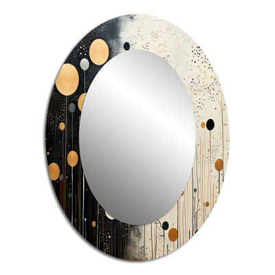 Monogramme Medley II - miroir décoratif ovale abstrait sur métal