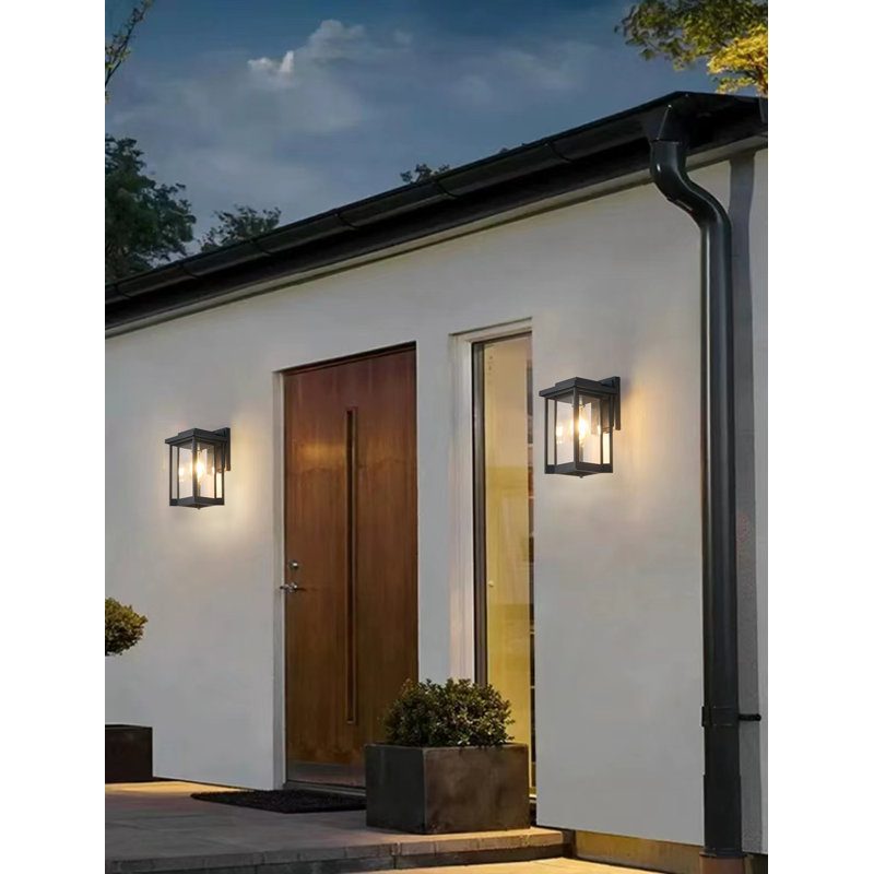 Applique murale d'extérieur en aluminium imperméable 12,2 po Boston, Abat-jour en verre propre