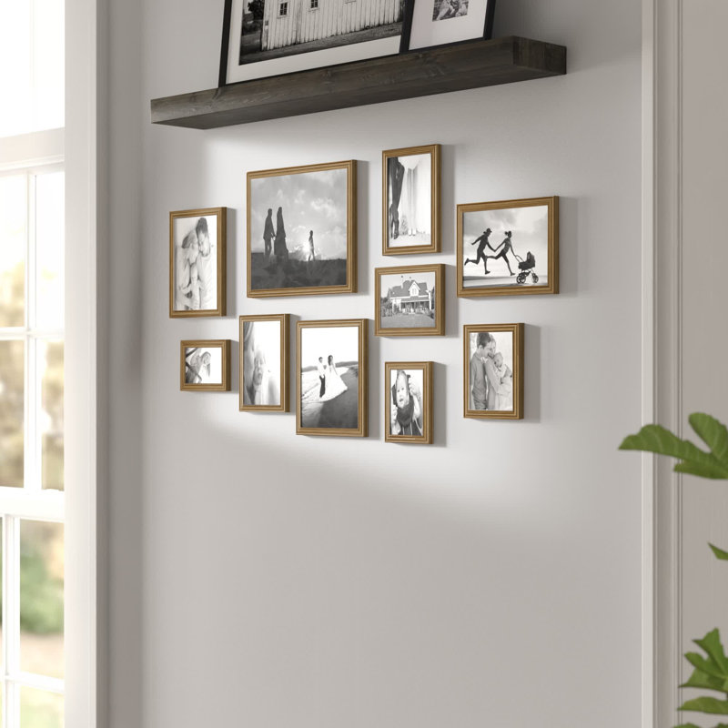 Rayburn Solid + Manufactured Wood Picture Frame - Set of 10 with Mat, Natural