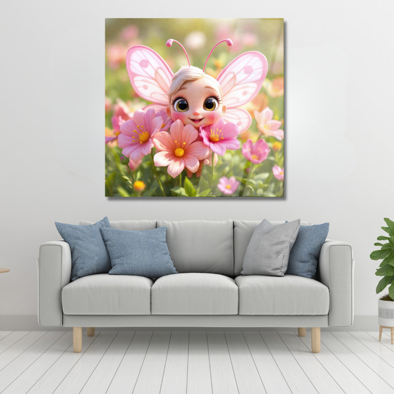 Art mural papillon en verre trempé pour chambre d'enfant, H 20 po x l 20 po