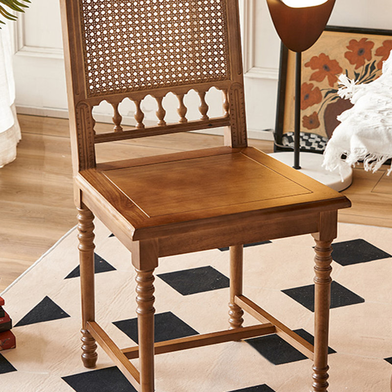Solid wood rattan dining table