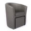 Faux Leather Barrel Chair With Footstool-186347357