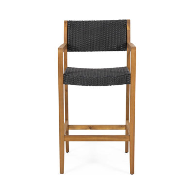 Wicker and Wood Bar Stool