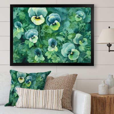 «Green Teal Pansies Harmony», reproduction sur toile