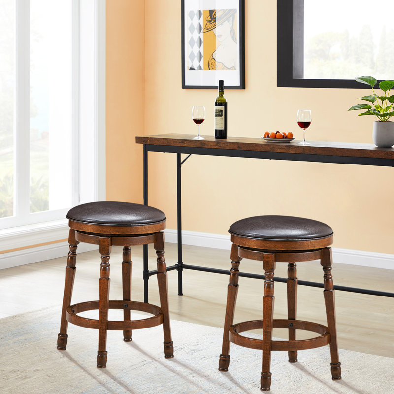 Tomasi Yes Bar Stool with Solid Wood Frame, Counter Stool (24” Seat Height)