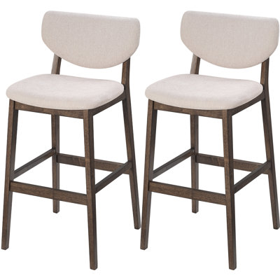 Counter Height Bar Stools Set Of 2, 26" Kitchen Bar Stools With Back, Modern Upholstered Island Chairs For Kitchen Island, Beige by East Urban Home