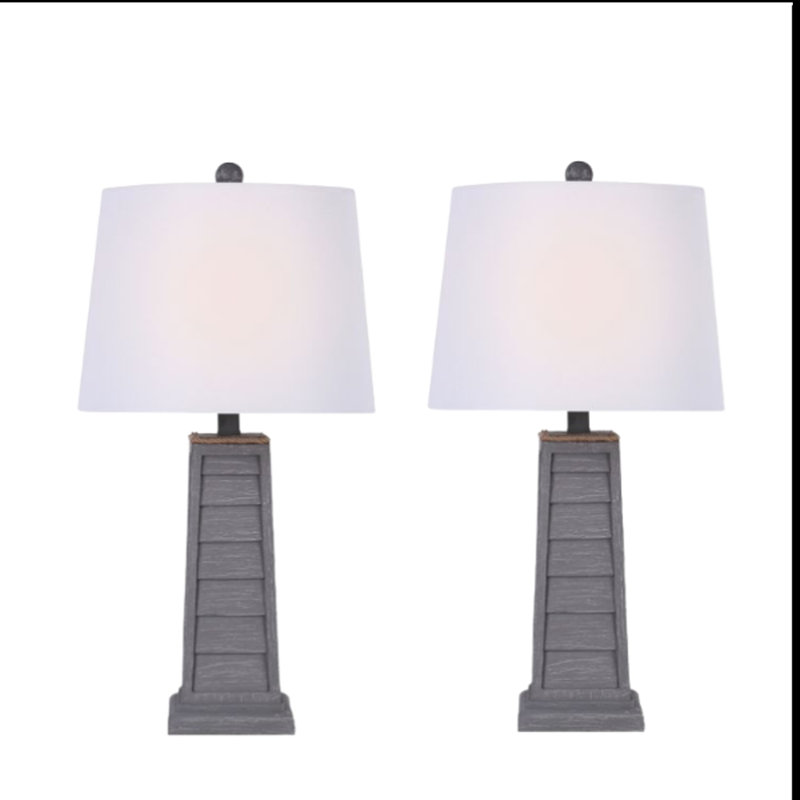 Azhineh Table Lamp, Antique Gray, White