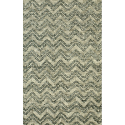 5x8 Green Hand-Knotted Wool Chevron Pile Texture Geometric Modern Contemporary Carpet Rug