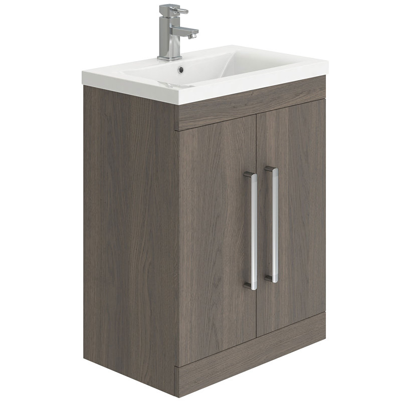 600 mm Freestanding Single Vanity, Dark Elm