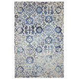 Batik Floral Handmade Tufted Wool Navy/Beige Area Rug
