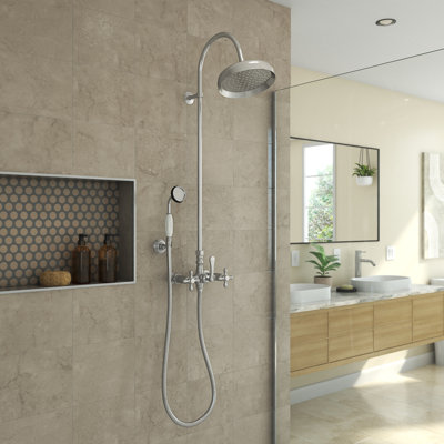 Abbey Rain Fall Shower Faucet Set with Hand Shower (Valve Included)