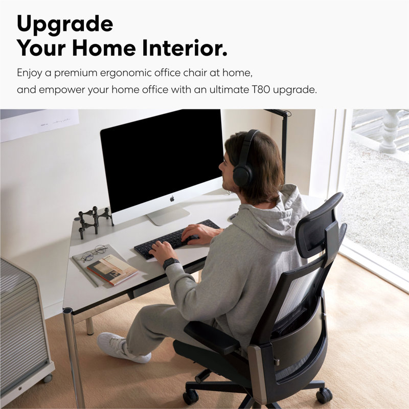 Chaise de bureau ergonomique SIDIZ T80, Noir, Gris foncé