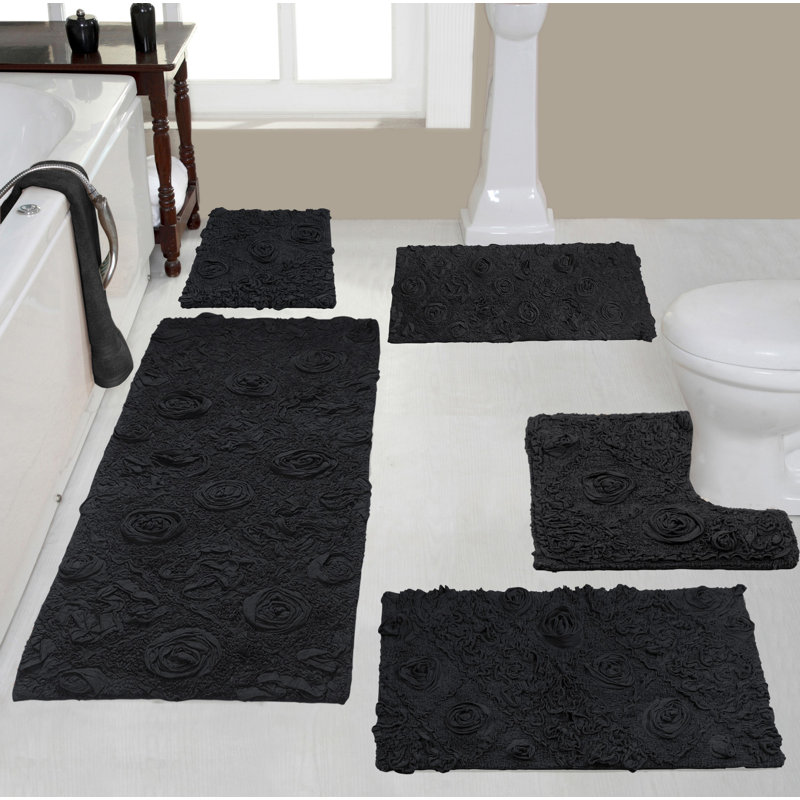Ensemble de tapis de bain antidérapants multiples 100% coton, gris