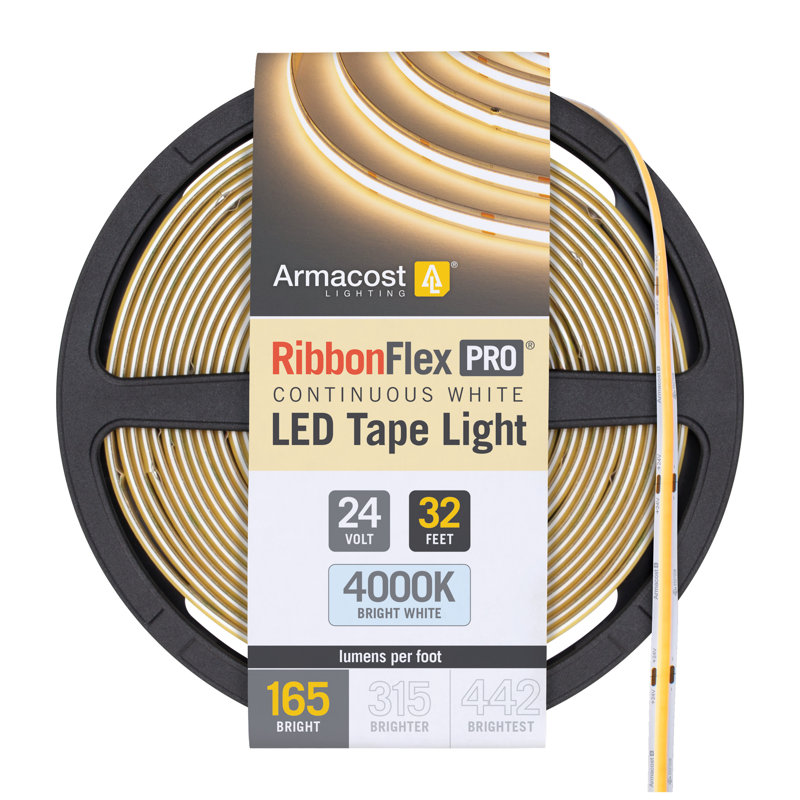 Ruban de ruban à DEL blanc RibbonFlex Pro 24V 4000K, 165 lumens / pi, 10M