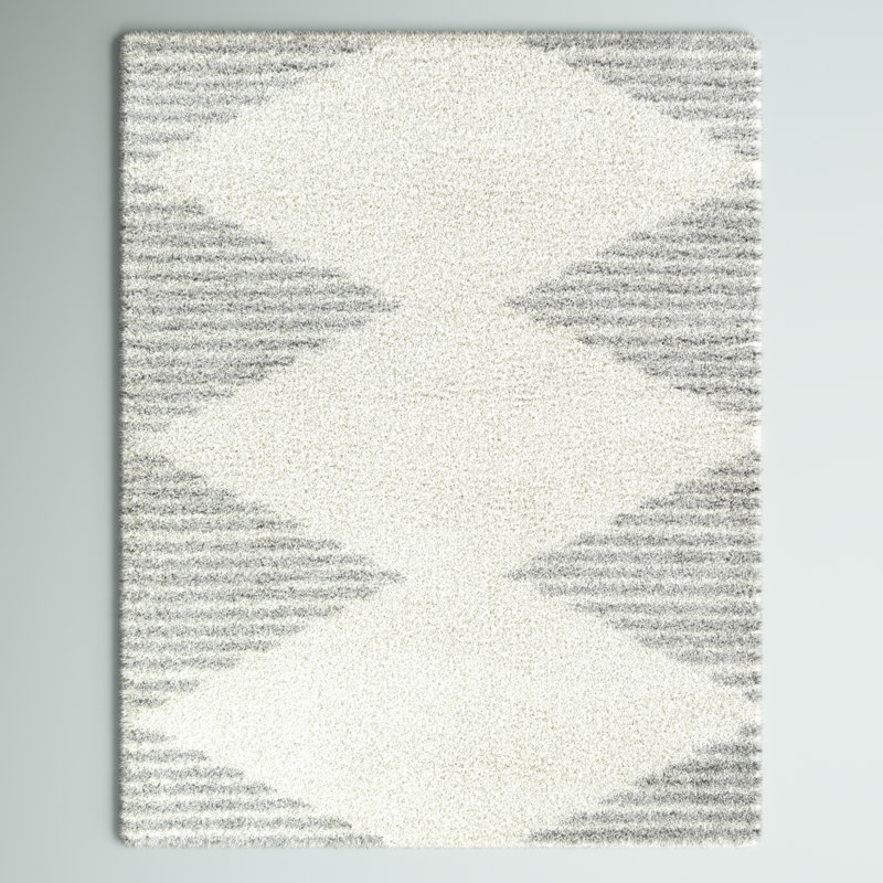 Tapis blanc / gris Ashlynn, Rectangle 5 pi 3 po x 7 pi