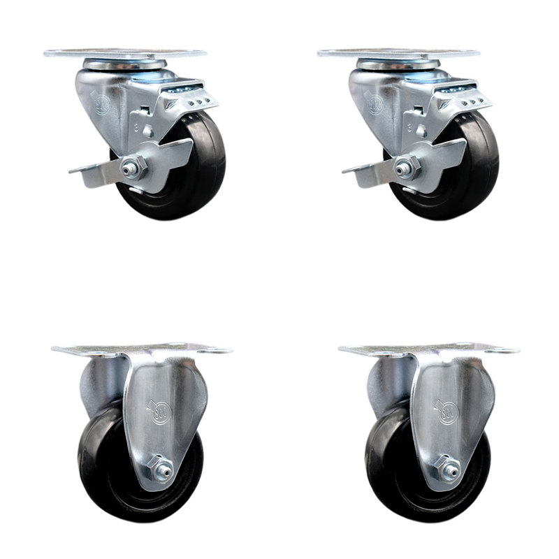 4 Piece Hard Rubber Swivel Caster Set