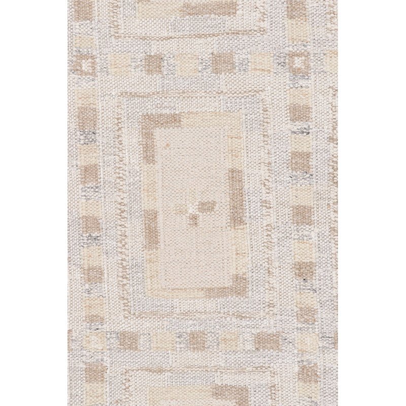 Rug & Kilim’S Scandinavian Rug In Blue With Beige And Cream Geometric Patterns, Rectangle 10' x 14'