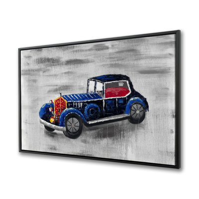 Voiture jouet rétro bleue - Toile encadrée contemporaine