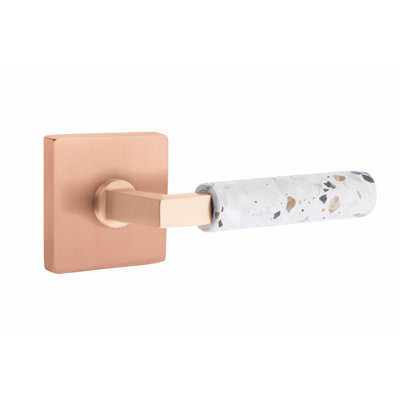 Emtek Select Privacy Leverset, Square Rosette, L-Square Stem, Light Terrazzo Handle, LH