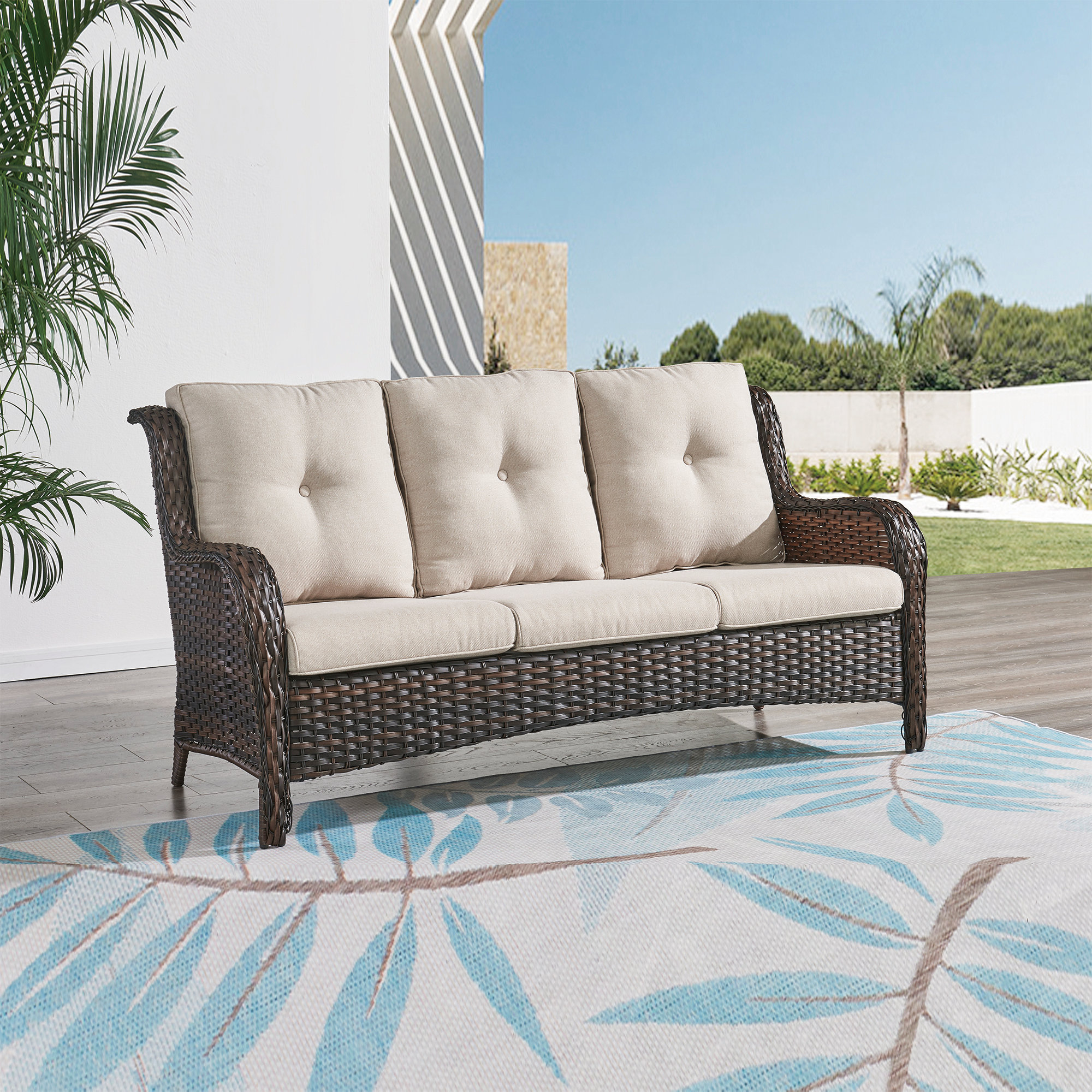 Rilyson Almanza 75 Wicker Outdoor Patio Sofa Reviews Wayfair