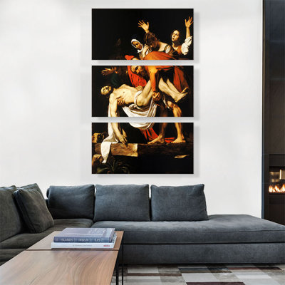 " Entombment Of Christ 1603 " by Caravaggio 3 - Pieces Painting Print