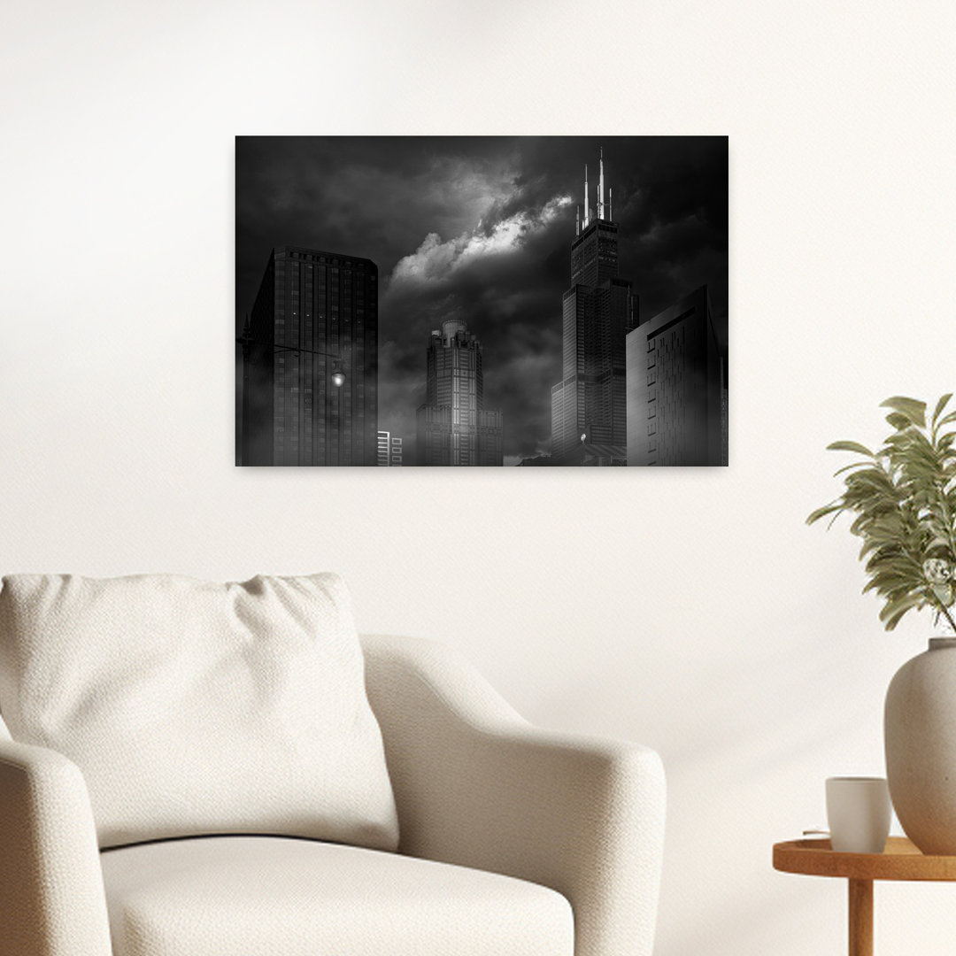 Chicago Storm Abstract Contemporary Architecture City Wall Art by Shelley Quarless - Wrapped Canvas Print