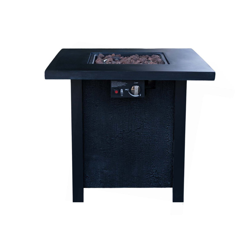 Outdoor Patio Propane Gas Fire Pit Table-50,000 Btu High-Temperature-Resistant Carving Process for Environmentally Friendly Materials with the Effect of Charcoal Grain