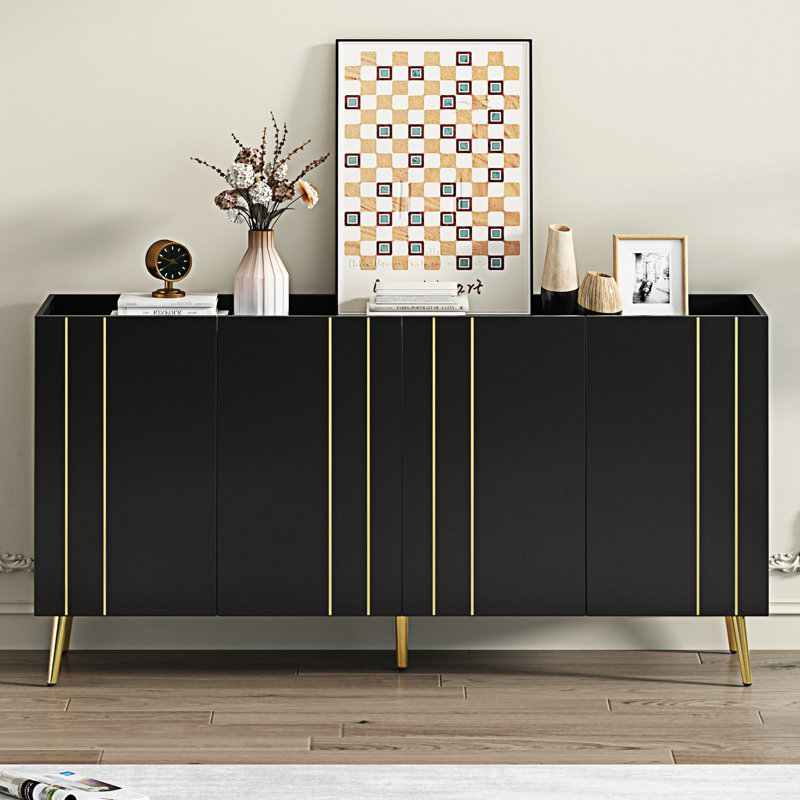 Armoire à chaussures luxueuse avec 5 pieds en métal, Noir, noir, noir, noir
